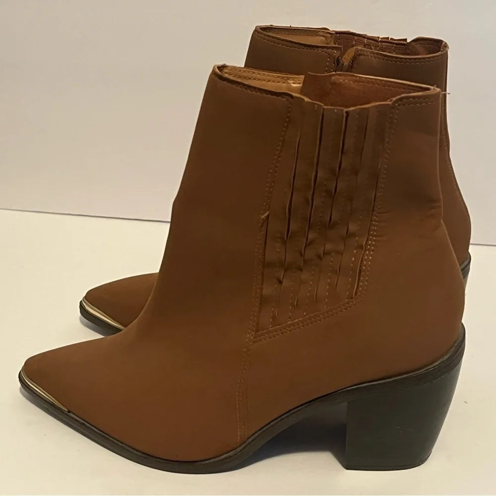 Vizzano Brazillian Footwear Pointed Toe Suede Chunky Heel Western Ankle Boots
